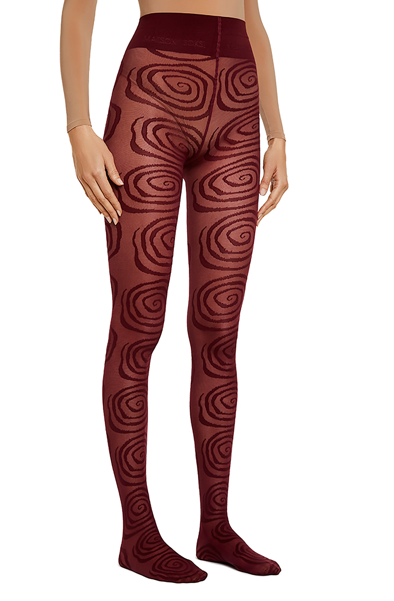 Maison Soksi カラータイツ Super Wormhole – Red Tights – MaisonSoksi