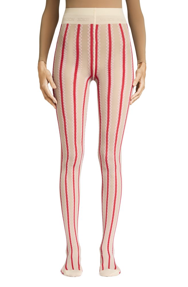 Antoinette – Pink, Red, Cream Tights