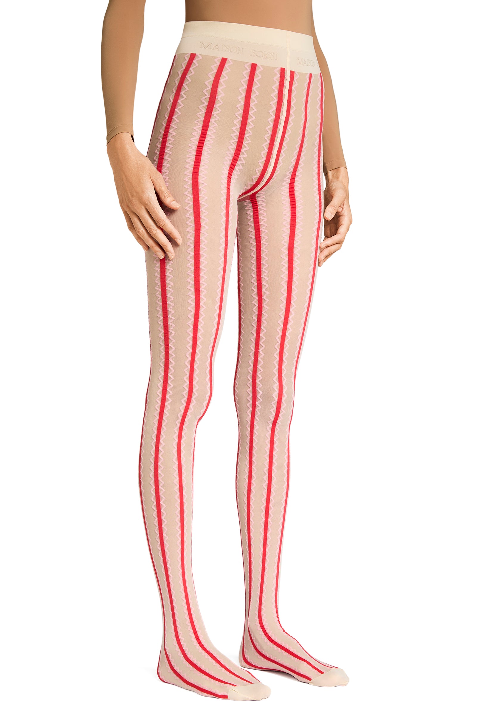 Antoinette – Pink, Red, Cream Tights