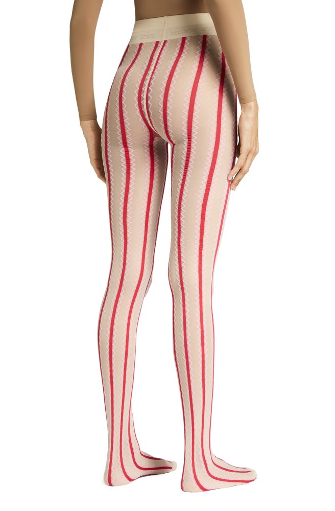 Antoinette – Pink, Red, Cream Tights