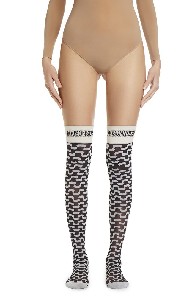 Fluid Over Knee-Highs – Black, Light Grey Socks