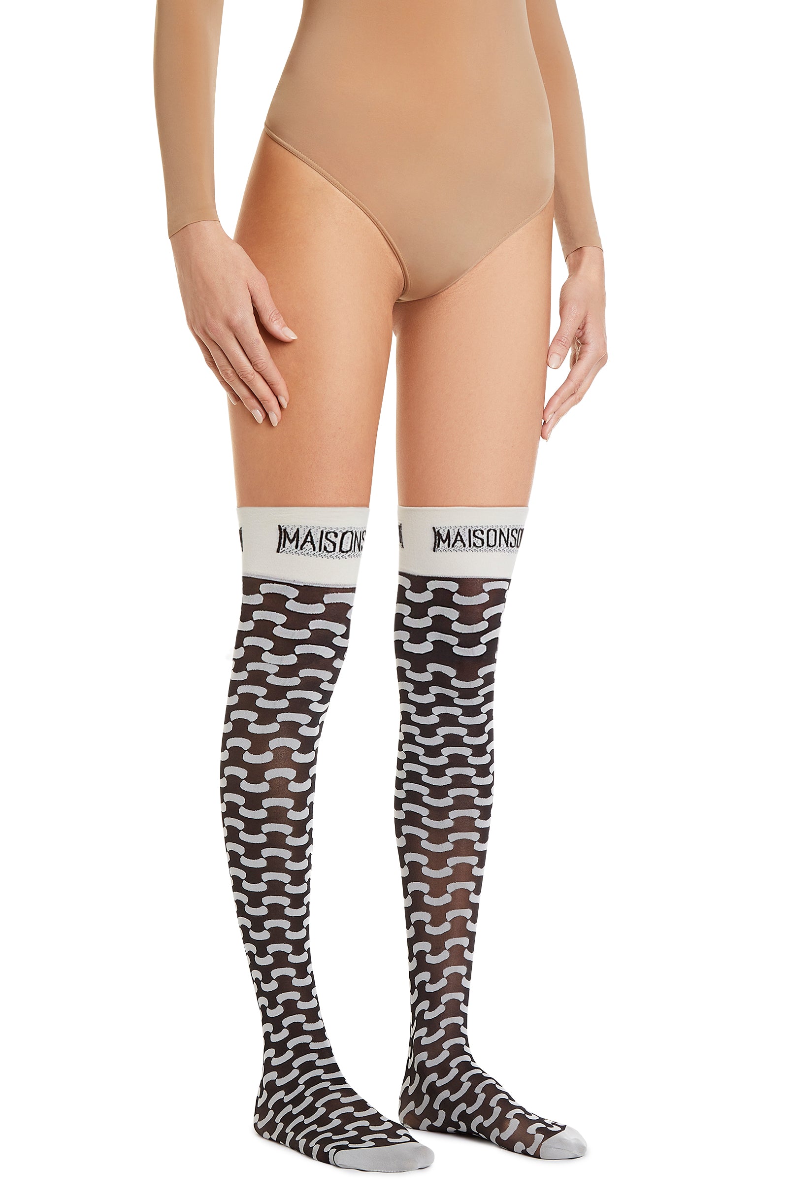 Fluid Over Knee-Highs – Black, Light Grey Socks