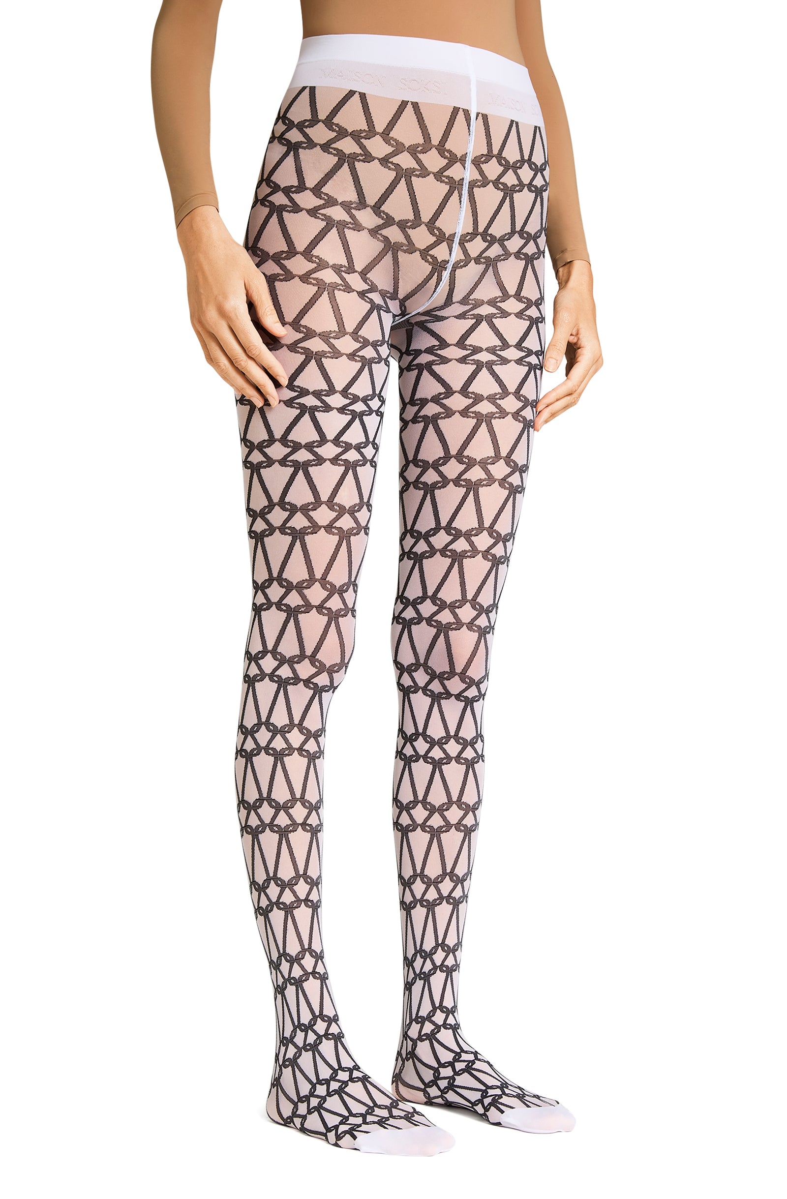Holding You – Optic White, Black Tights