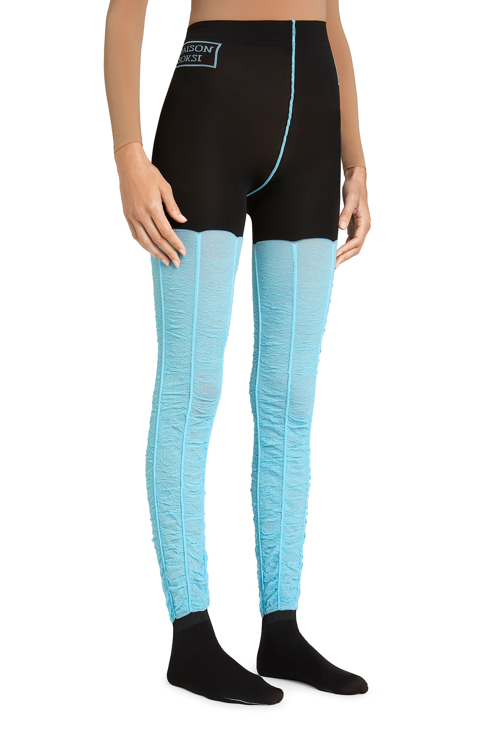 Honey High – Black, Aqua Blue Tights