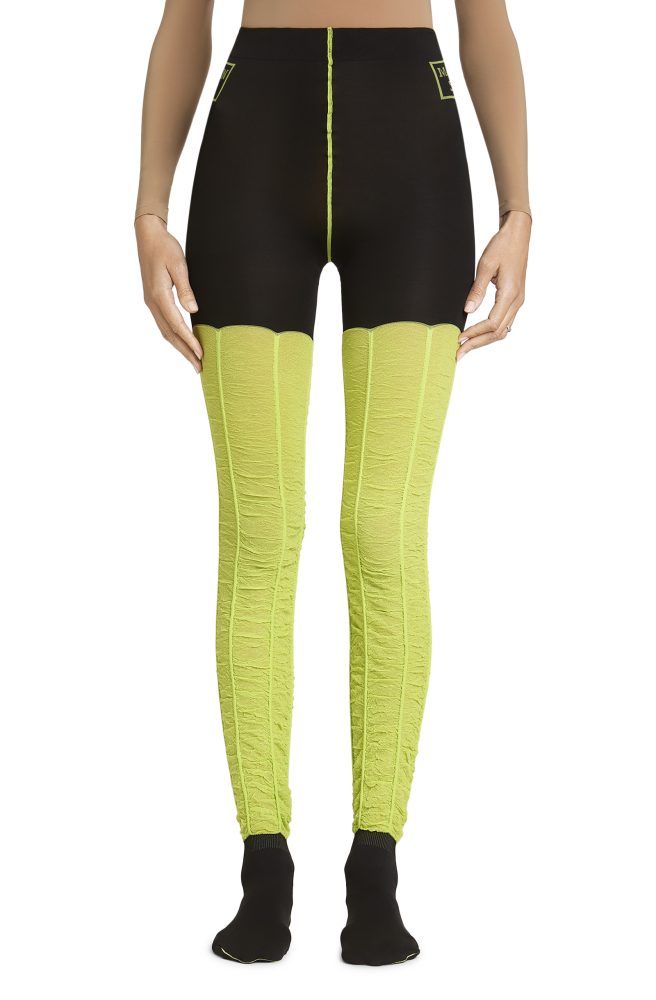 Honey High – Black, Greenish Yellow Tights