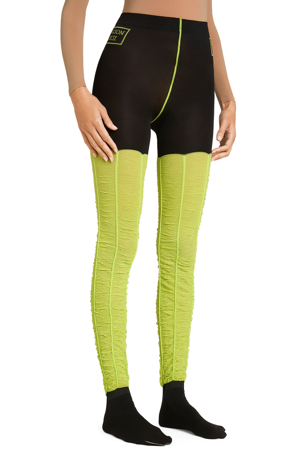 Honey High – Black, Greenish Yellow Tights