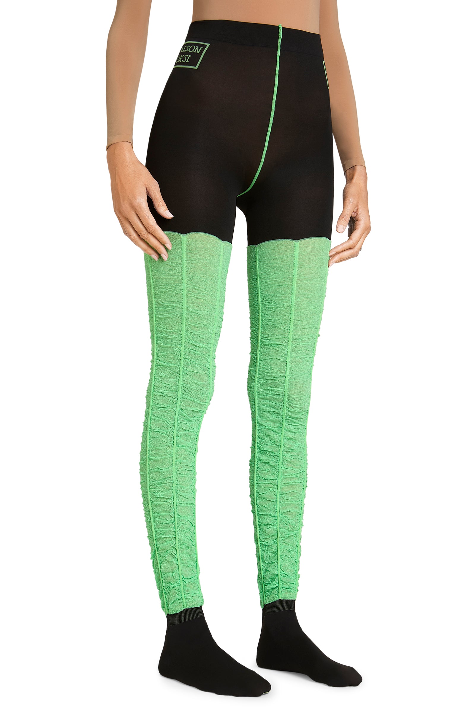 Honey High – Black, Light Green Tights
