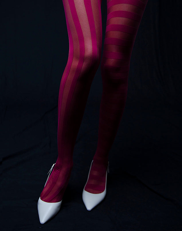 Stripes – Bordeaux Red Tights