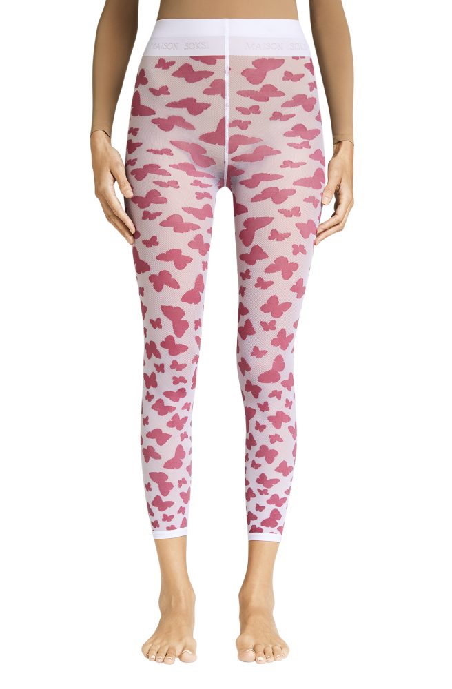 Morpho – Bordeaux, Optic White Tights