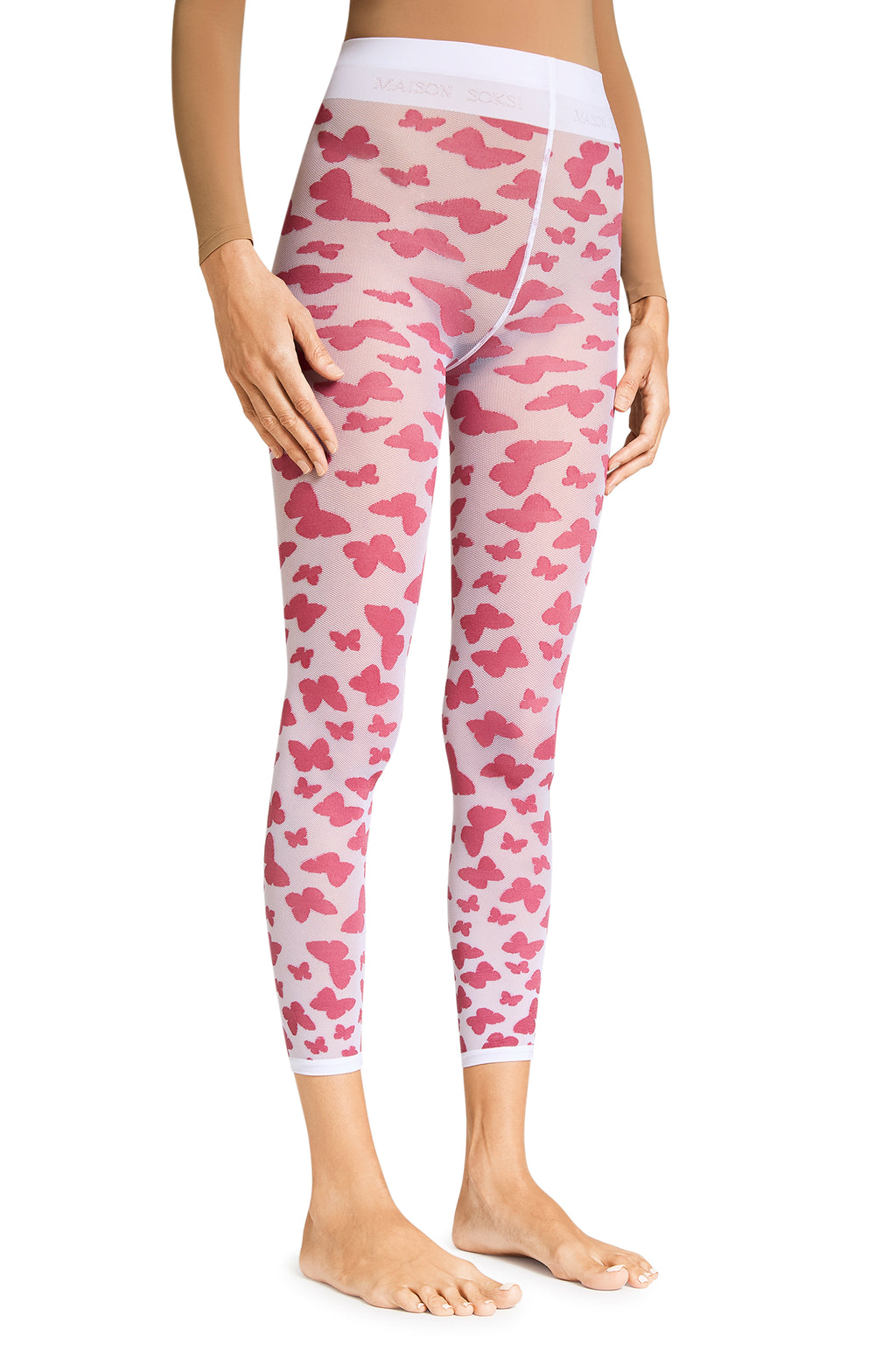 Morpho – Bordeaux, Optic White Tights