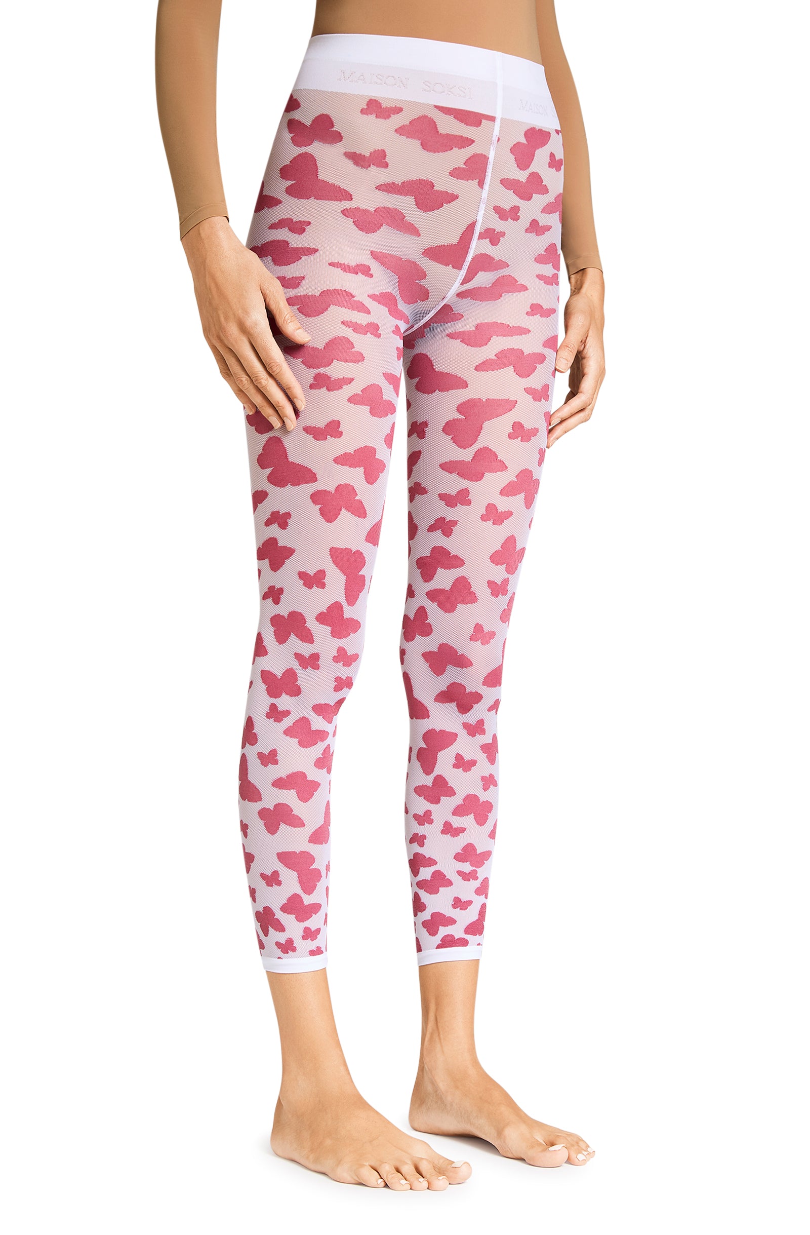 Morpho – Bordeaux, Optic White Tights