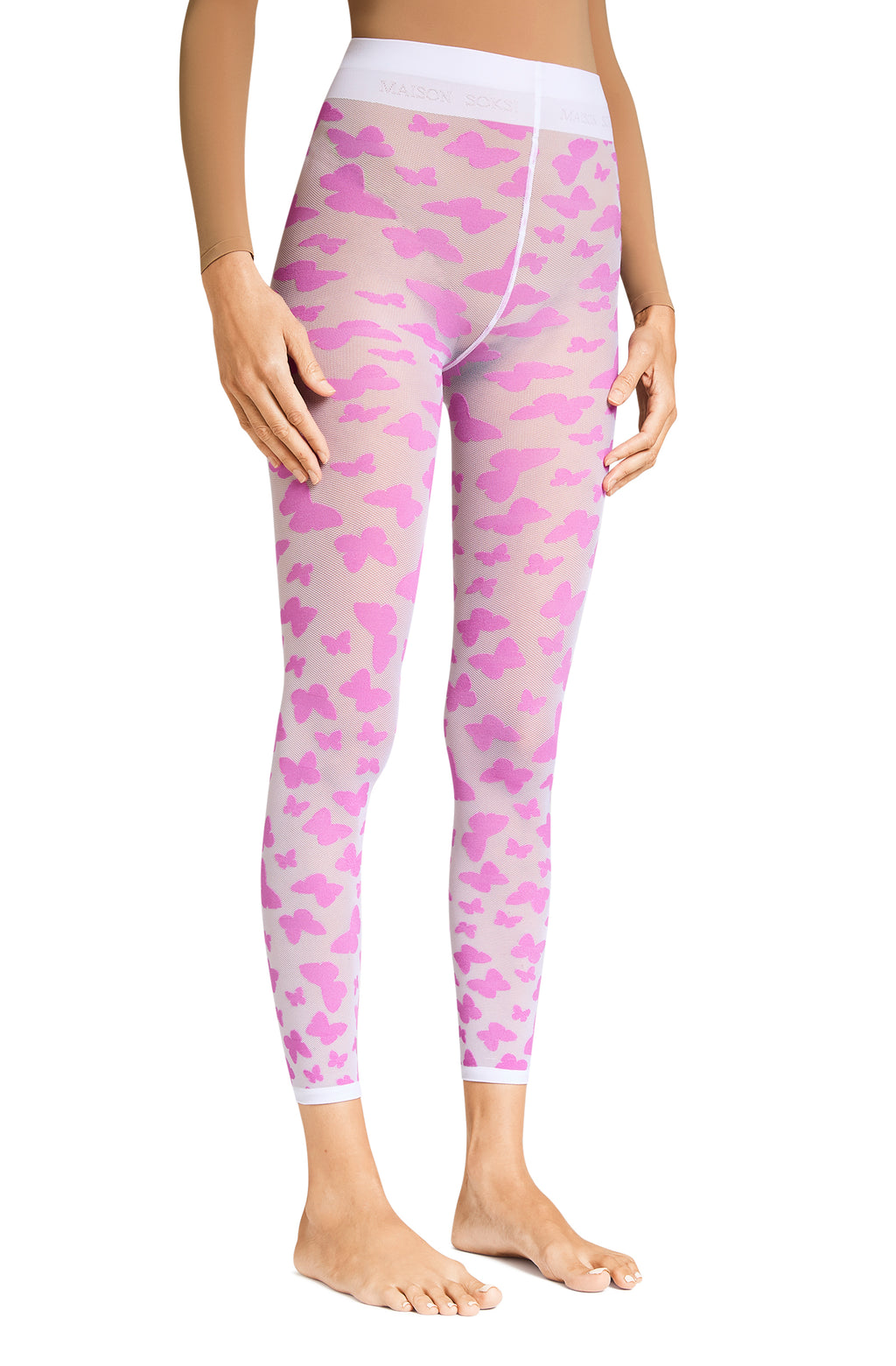 Morpho – Cyclamen, Optic White Tights