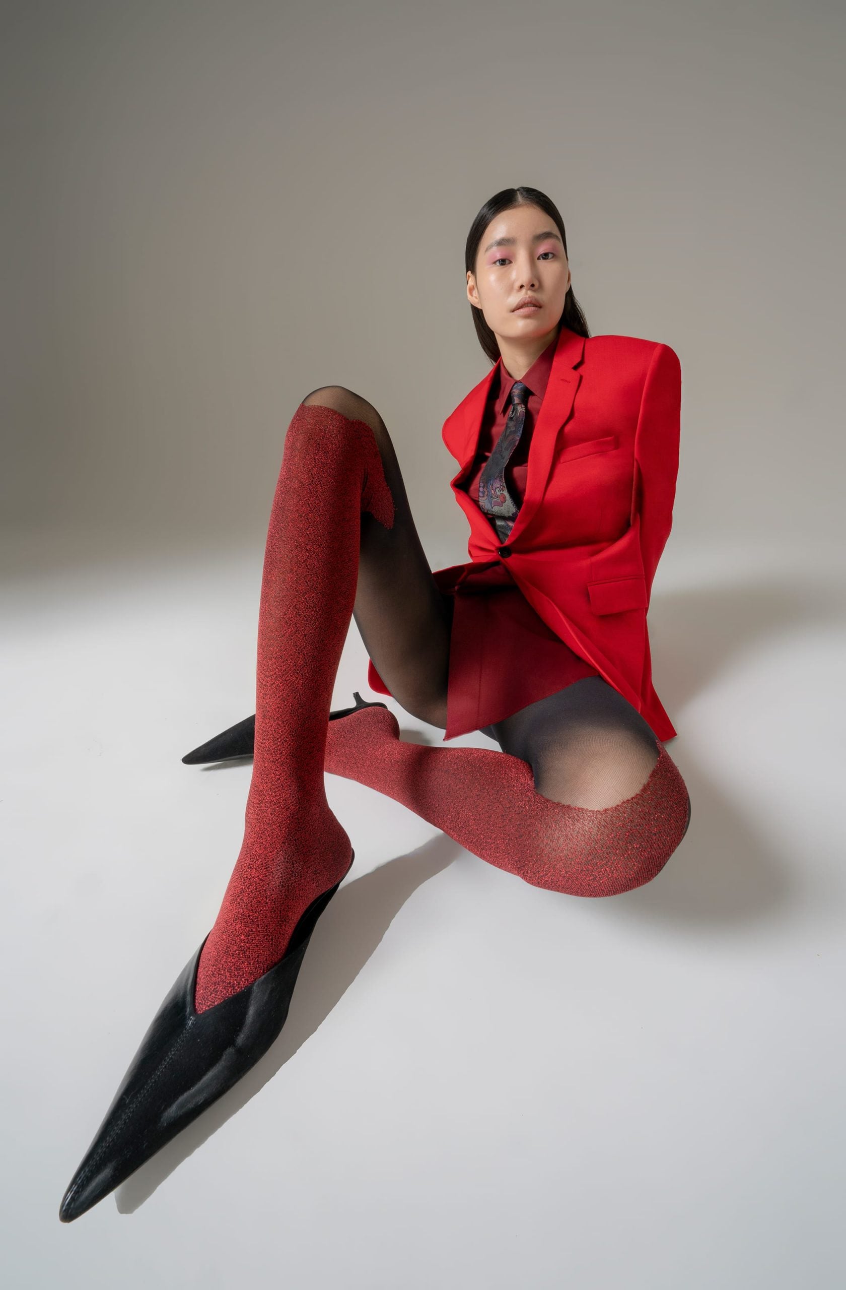 Omen – Red, Black Tights