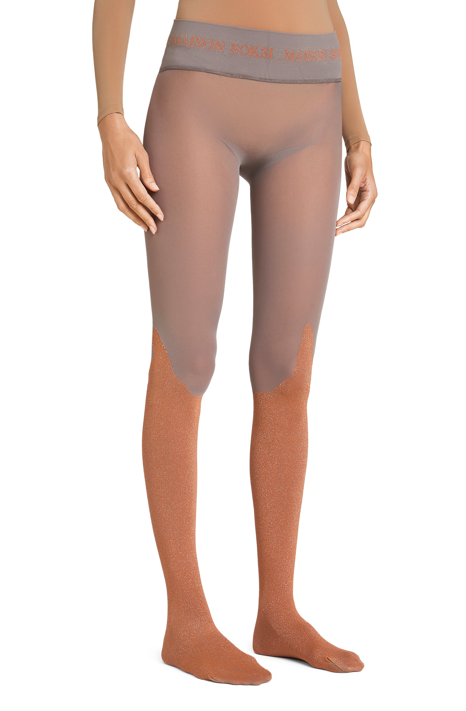 Omen – Gold, Grey Tights