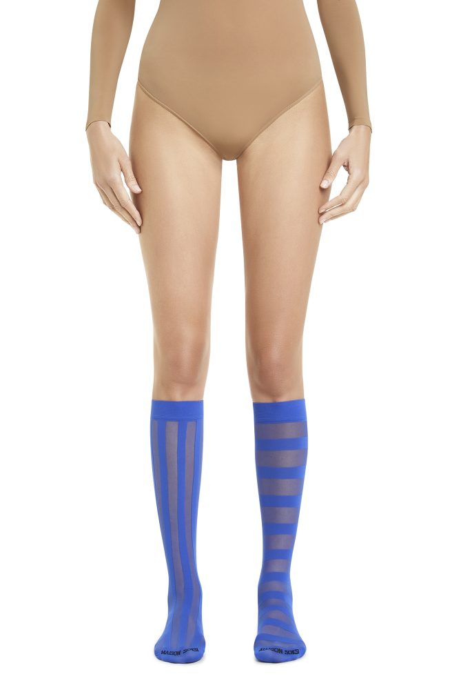 Stripes Knee-Highs – Electric Blue Socks