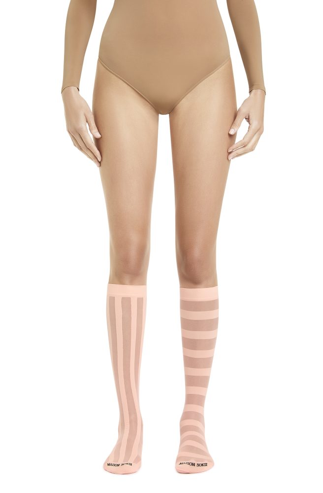Stripes Knee-Highs – Salmon Fluo Socks