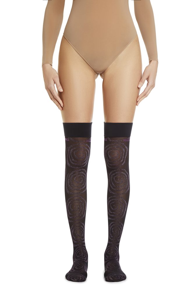 Super Wormhole Over Knee-Highs – Black, Candy Socks