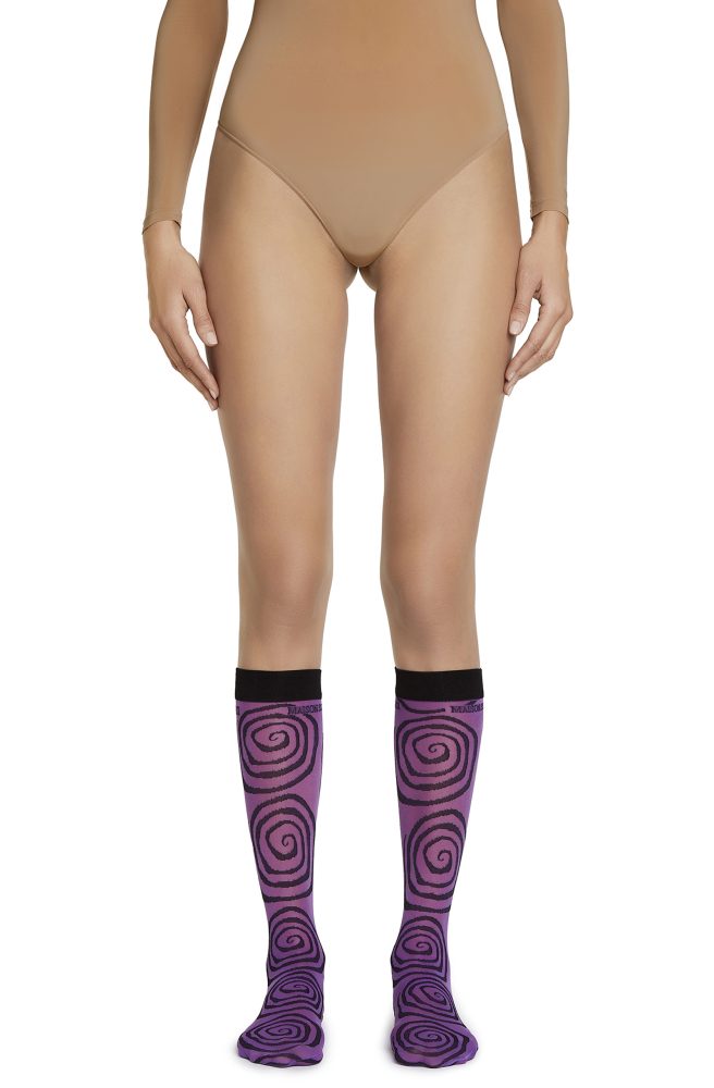 Wormhole Knee-Highs – Purple, Black Socks
