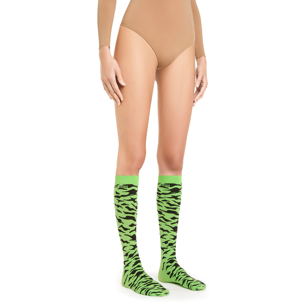 Zebra Eye Knee-Highs – Acid Green Socks