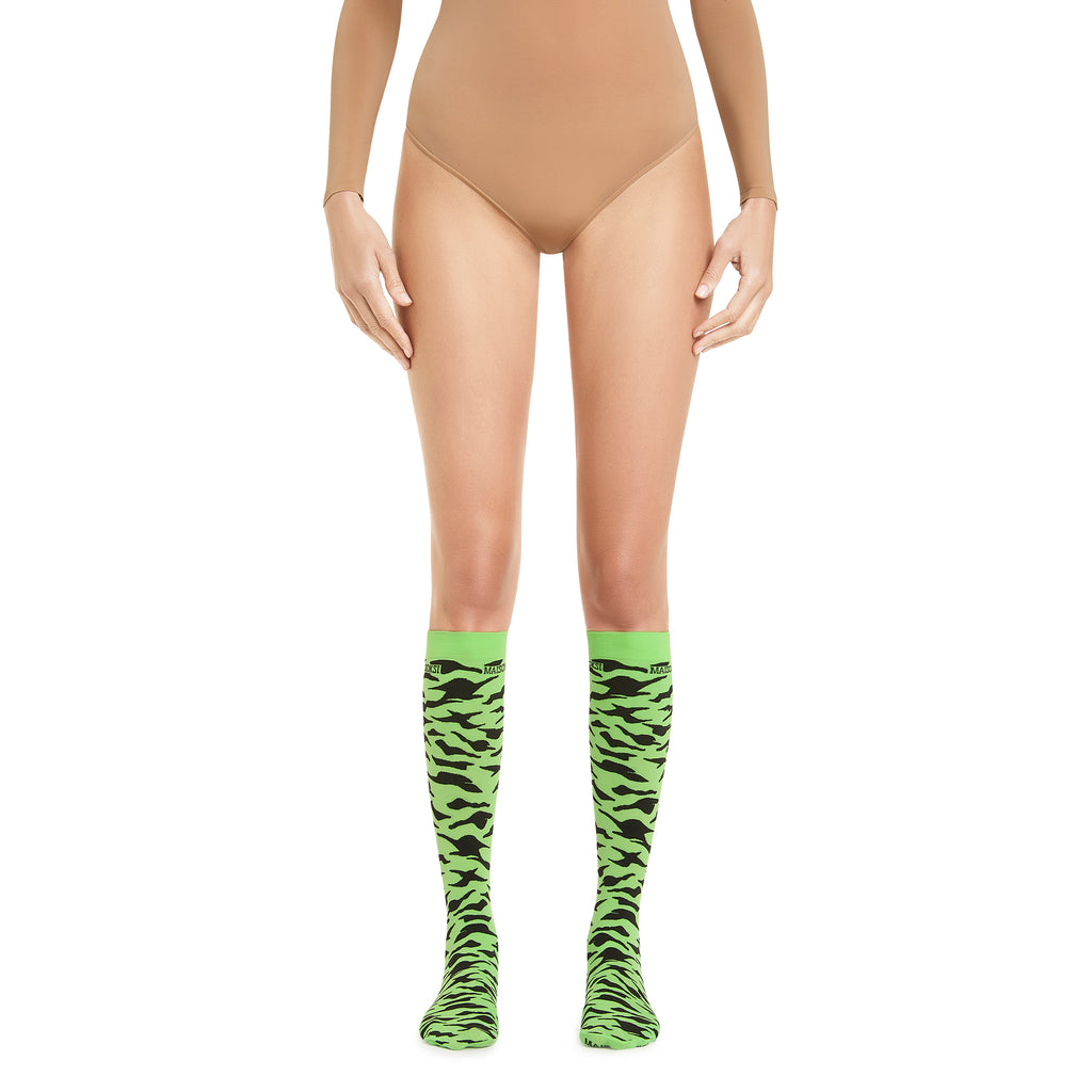 Zebra Eye Knee-Highs – Acid Green Socks