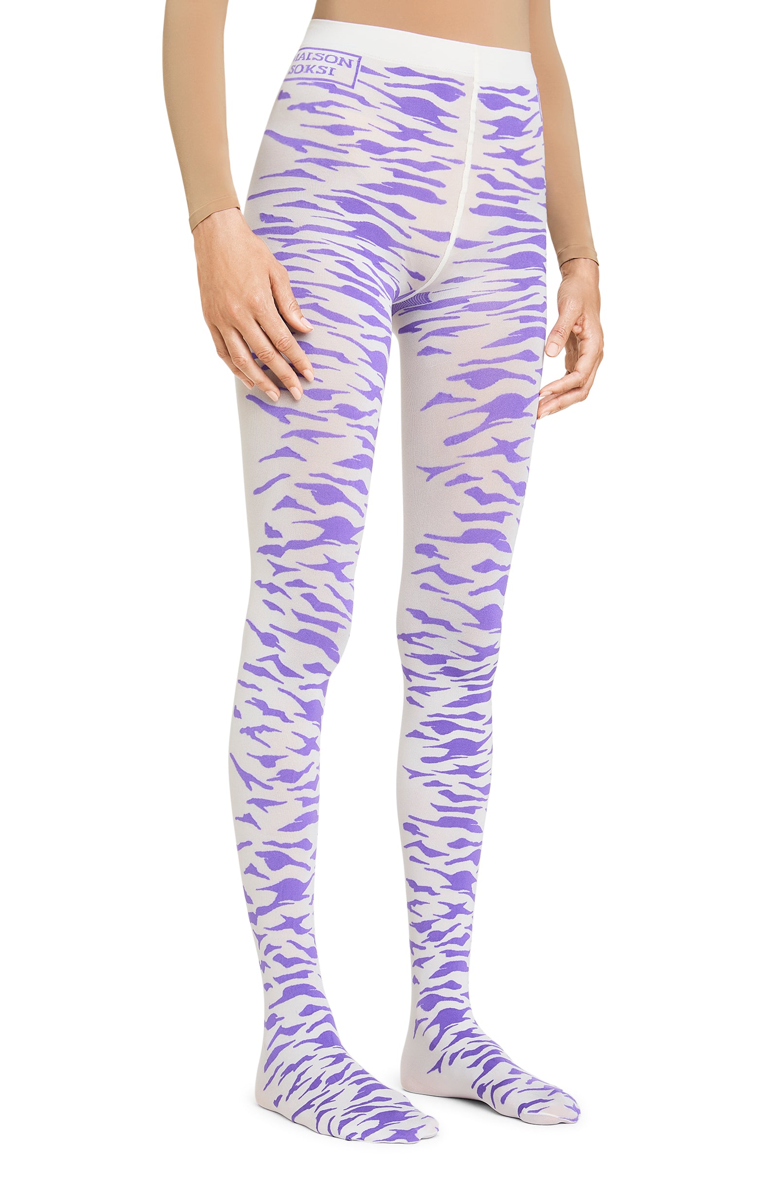 Zebra Eye – Purple, White Pearl Tights