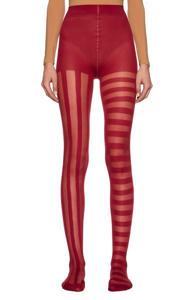 Stripes – Bordeaux Red Tights
